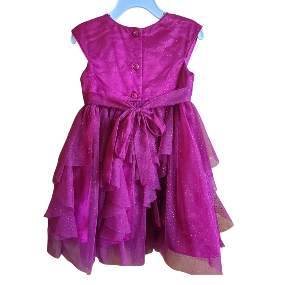 NWOT 3T Toddler Girl's Holidays Maroon Sparkling Dress With Belt